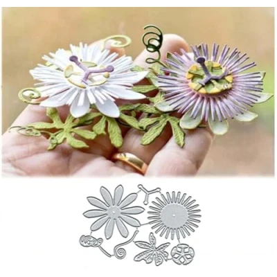 Immagine di fustelle in metallo 3D a forma di fiori e foglie, metallo, stencil per lavori carta, fai da te, album ritagli, goffratura biglietti
