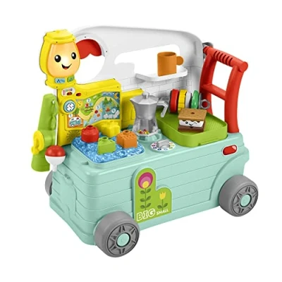 Immagine di Fisher Price Ridi e Impara Camper 3 in 1, Giocattolo a Spinta per Primi Passi Centro attività Musicale, Bambini 9 36 Mesi, HCK51