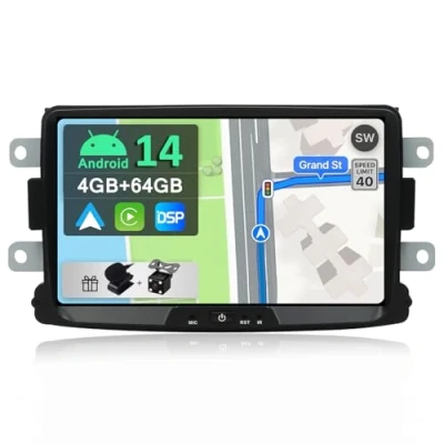 Immagine di YUNTX [PX6+DSP] Android 10 Autoradio Adatto per Dacia Sandero/Renault Duster/Logan 2 [4G+64G] GPS Din Telecamera Posteriore Gratuiti Supporto DAB/Bluetooth 5.0/Controllo del volante/WiFi/HDMI