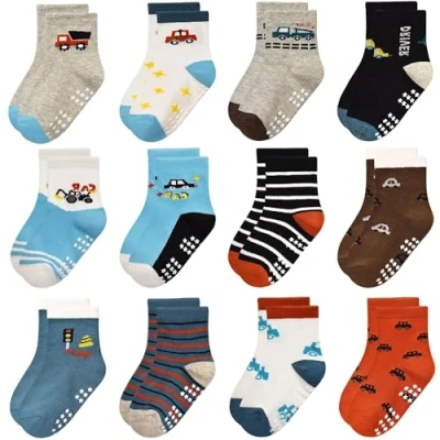 Immagine di Yafane 12 paia Calze Bambino Antiscivolo in Cotone da 0 a 7 Anni Calzini per Neonato Unisex Bambina e Ragazzi (IT, Età, 5 anni, Multicolor 20)