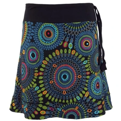 Immagine di Guru Shop, Mini Gonna Ricamata, Boho Chic, Mandala retrò, Nero/Rosso, Cotone, Dimensione Indumenti:S/M (38), Gonne/Short