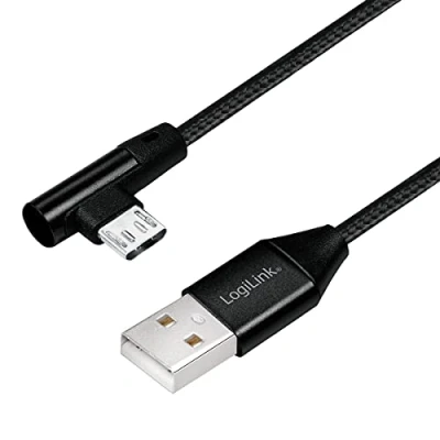 Immagine di LogiLink Cavo di collegamento USB 2.0, da tipo a micro ad angolo retto 90, 0,3 m, colore: Nero