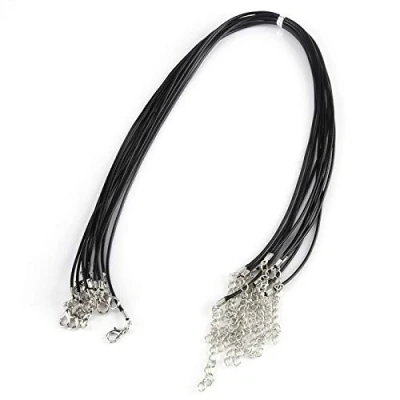 Immagine di 10pcs 1.5mm 18&quot; Nero Cera Collana di Corda, Catena Intrecciata Corda Cuoio Imitazione con Chiusura a Moschettoneper Monili Fai Da Te