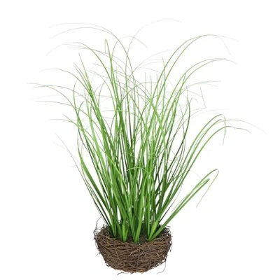 Immagine di erba artificiale nel cespuglio di erba, artificiale, ornamentale, piante verdi, ciuffo solitaria, decorazione per piante, 40 cm