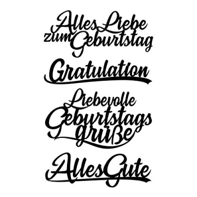 Immagine di Ideen mit Herz Set di 4 stencil per punzonatura, scritta, auguri compleanno, da 2,5 cm a 8,3