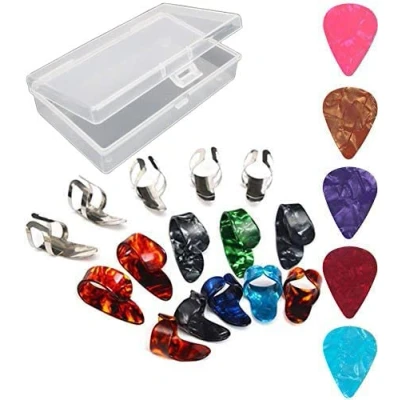 Immagine di RUNCCI YUN Plettri pollice per Chitarra dita con 3 tipi diversi in plastica e acciaio (20pcs)