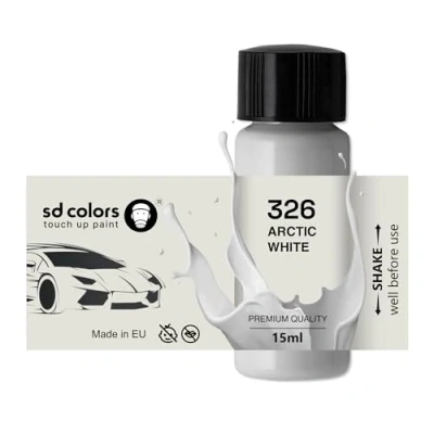 Immagine di SD COLORS ARCTIC WHITE 326 Vernice per ritocchi, 15 ML, riparazione graffi e scheggiature, codice colore bianco artico (solo pittura)