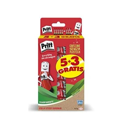 Immagine di Pritt colla stick 8 x 11g, per bambini sicura e affidabile, lavoretti fai da te, con una tenuta forte uso scuola ufficio, 11g