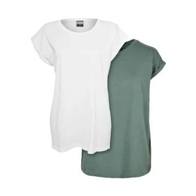 Immagine di Urban Classics Extended Shoulder 2PACK Tshirt basic, Donna, Taglia: 3XL, White paleleaf