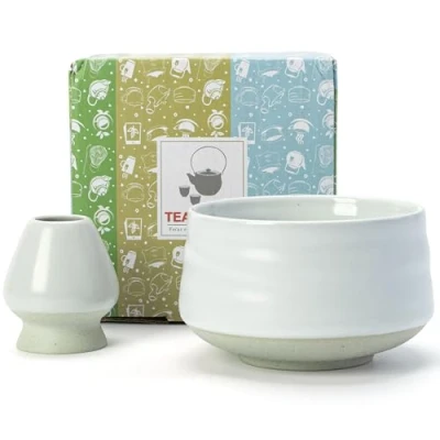 Immagine di TEANAGOO Ciotola Matcha Bianco Avorio Giapponese con Porta Frullino, 510 ML MB 1 da tè Chawan, in ceramica Matcha, Ciotole per Chawan