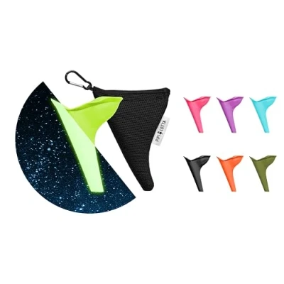 Immagine di PiPiLOTTA® Urinale da donna in viaggio Aiuto pipì piedi per festival, campeggio, viaggi con custodia protettiva Orinella riutilizzabile Orinatoio (fluorescente)