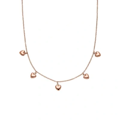 Immagine di Purelei® collana Kalea Heart (oro, argento, oro rosa), da donna in acciaio inossidabile con 5 pendenti a cuore, lunga resistente all&#039;acqua, regolabile 40 45 cm (Oro rosa)