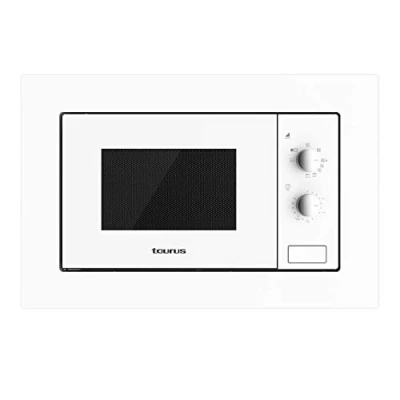 Immagine di Taurus MO20WHM Microonde da incasso, capacità 20L, 800W, grill 1000W, 5 livelli di potenza, 3 combinazioni + cottura, funzione scongelamento, timer fino a 35 min, installazione semplice