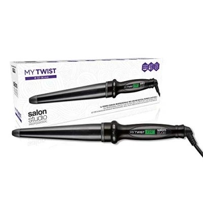 Immagine di Salon Studio Professional MyTwist Ferro Arricciacapelli Conico in Cermaica e Tormalina con Diametro Variabile 16 32 mm Autospegnimento, Controllo Temperatura 100 230C Riscaldamento Rapido