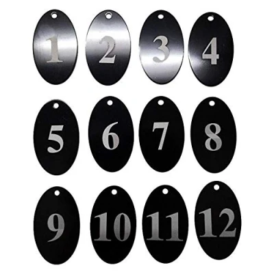 Immagine di Sourcemall, Targhette numerate in lega di alluminio con portachiavi 1 25 Nero