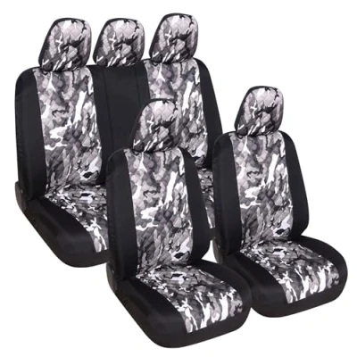Immagine di Susy Shop Coprisedili Auto Universali, Anteriori e Posteriori, Compatibilità Universale Montaggio Semplice (A23 Set Completo, Mimetico Chiaro)