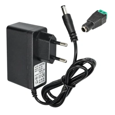 Immagine di Jandei Alimentatore trasformatore a spina da 110/220 V CA 12 CC W 1 A, cavo m e connettore femmina. Installazione interno IP20, per Strip Led, Neon o Dispositivi Bassa Tensione