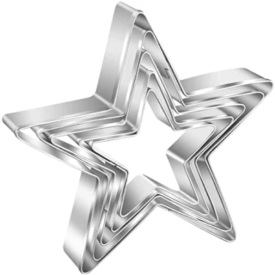 Immagine di AVANA Set di 5 formine per biscotti a forma stella, in acciaio inox, biscotti, colore argento
