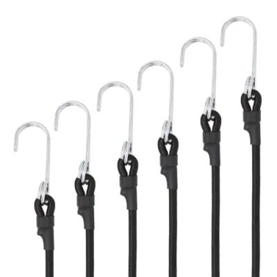 Immagine di Corda Elastica,6 Corde Elastiche con Gancio Cinghie 100 CM Elastici Ganci per Teloni Portapacchi Auto Moto Bici,Nero.