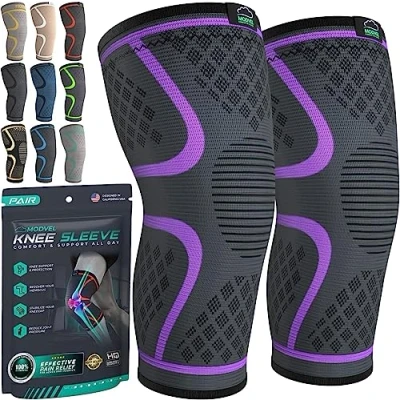 Immagine di MODVEL Ginocchiera, 2 Tutore a Compressione per Uomo e Donna, il Fascia Ginocchio Sportiva, Palestra, Ginocchiere Ortopedica Supporto Recupero Lesioni Menisco, Sollievo Dolori (XS)