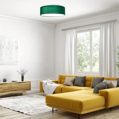Immagine di Navaris Plafoniera LED Soffitto 22W Rotonda Ø 40 cm Lampadario Camera da Letto e Soggiorno in Tessuto con Telecomando per Controllo Temperatura Colore Verde Velluto