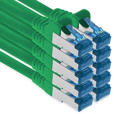 Immagine di 1aTTack.de 3 metri CAT.6 Cavo di rete LAN Ethernet Gigabit RJ45 CAT 6 patch A 10000 Mbit s Sftp Pimf 500 MHz compatibile con CAT5 CAT6 CAT7 Cat8 verde 10 pezzi