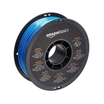 Immagine di Amazon Basics Filamento per stampante 3D in plastica Silk PLA, 1.75 mm, bobina da 1 kg, blu seta