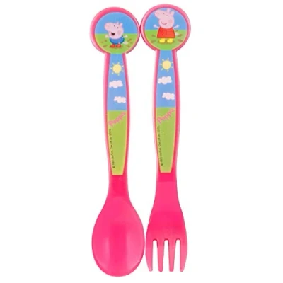 Immagine di Set 2 posate Peppa Pig in plastica per bambini