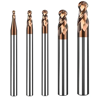 Immagine di ASNOMY 5Pcs CNC Gambo Dritto Frese con testa sferica,1 4mm 2 flauti fresa in metallo duro Set acciaio al tungsteno Kit per alluminio, rame, carbonio, fuso, legato