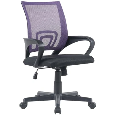 Immagine di CLP Sedia Ufficio Genius in Rete Traspirante I Studio Pc Ergonomica Girevole Regolabile Imbottita con Braccioli E Ruote, Colore:Viola