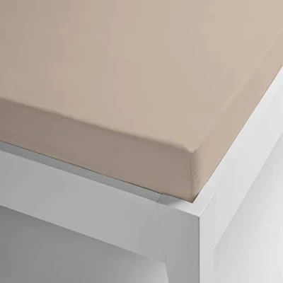 Immagine di Miracle Home. Lenzuolo con Angoli Elasticizzati, Morbido e Confortevole, 50% Cotone Poliestere, Beige. 150 x 200