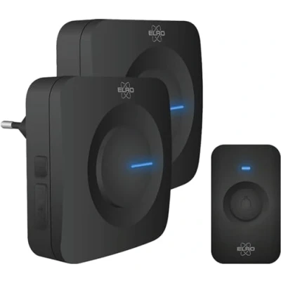 Immagine di ELRO DB3000 Set di campanello senza fili con 1 Ricevitore a batteria + Plug in Nero