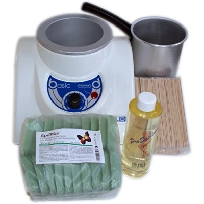 Immagine di EPILWAX Kit completo di cera calda pelabile in perle Azulene 1 kg Vasca da 800 ml unità