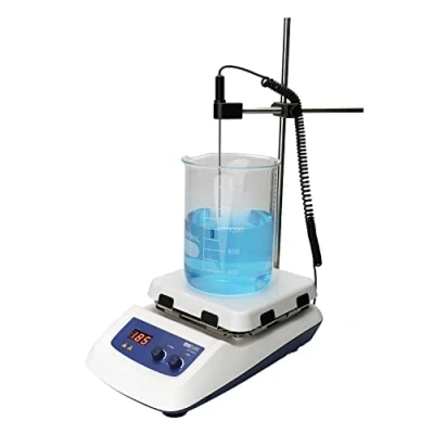 Immagine di Temperatura di riscaldamento massima magnetica dello agitatore della piastra riscaldante ONILAB 8050122211 550C alla velocità 1500rpm 550℃, bianco, vetro ceramico