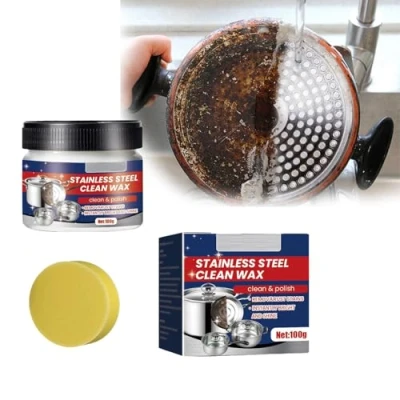 Immagine di Pasta di pulizia in acciaio inox nano tecnologico, detergente e smalto per metalli, pulitore inox, cera pura pentole (1 pezzo)