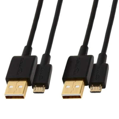 Immagine di Amazon Basics Cavo USB 2.0 da a maschio Micro (Confezione 2), 1.82 m, Nero