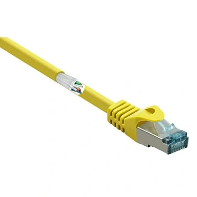 Immagine di Renkforce RF 5088648 RJ45 cavo di rete, patch CAT 6A S/FTP 2.00 m Giallo con protezione, Ritardante fiamma 1 pz.