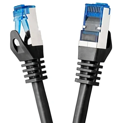 Immagine di BIGtec Cavo LAN Patch, Grigio, 0,25 m Cat.7, 2 x RJ45 Spina Nero 2m