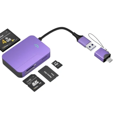 Immagine di lettore di schede SD/CF/Micro SD/MS/MMC, IVSHOWCO alluminio adattatore per CF USB C e 3.0, compatibile con iPhone 15, MacBook Pro/Air 2023, iPad Pro, S23…