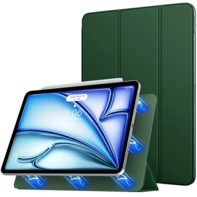 Immagine di TiMOVO Cover per iPad Air 11 Pollici M2 2024, Custodia 6a/5a/4a Generazione (2024/2022/2020), con Supporto Trifold Magnetico, Supporta Apple Pencil Pro/2a/USB C Viola Grigio