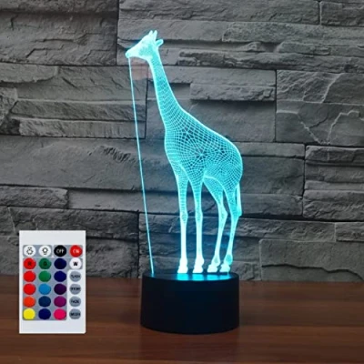 Immagine di SUPERHONGJIHAO Luce notturna per i bambini 3D giraffa ha condotto la lampada con telecomando 16 colore che cambia regalo di compleanno Natale il bambino