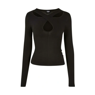 Immagine di Urban Classics Crossed CUT OUT Longsleeve Maglietta a manica lunga, Donna, Taglia: 4XL, Black