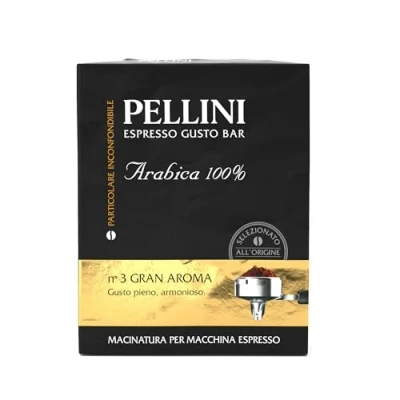 Immagine di Pellini Gustobar N.3, Caffè Macinato per Macchina Espresso dal Gusto Pieno e Corposo, Miscela 100% Arabica a Tostatura Lenta, 2 Confezioni da 250g