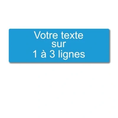 Immagine di Targhetta incisa personalizzata 1 3 linee 20 x 6,5 cm autoadesiva, blu chiaro