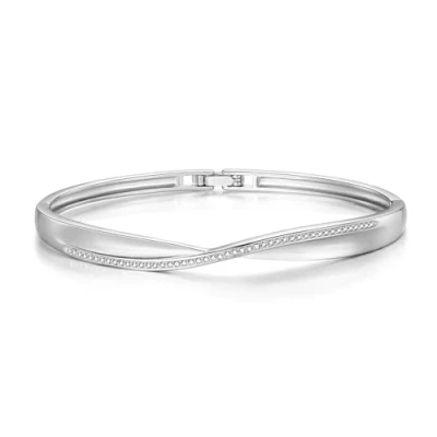 Immagine di Philip Jones Bracciale Rigido ad Arco Placcato in Argento Creato con Cristalli Zircondia®