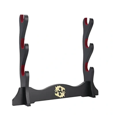 Immagine di Z fiber Supporto per Spada Katana Imbottito in Velluto Giapponese espositore Samurai Tanto Sword Yin e Yang,3 Tier