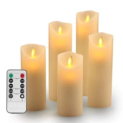 Immagine di OSHINE Candele LED, batteria Natale Senza Fiamma Decorative: Classiche Cilindriche in Vera Cera da 5.5,6, 6.5, 7 e 8 con LED Movimento Telecomando Timer