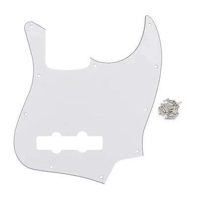 Immagine di FLEOR Battipenna per basso jazz a 10 fori Piastra antigraffio 3 STi senza tacca truss rod modello standard 4 corde, bianco