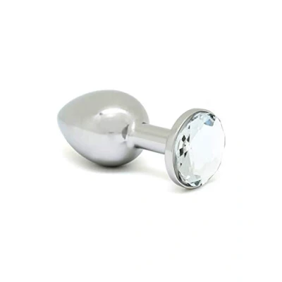 Immagine di Plug Anale d&#039;Argento con Gioiello Small