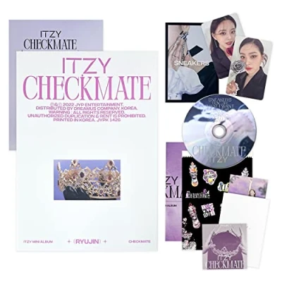 Immagine di ITZY [CHECKMATE] (STANDARD EDITION RYUJIN Ver.) Photobook + Photocard CD R Mini Folding Poster Lyric Paper Sticker Postcard Set Special Card 2 Badges 4 Extra Photocards